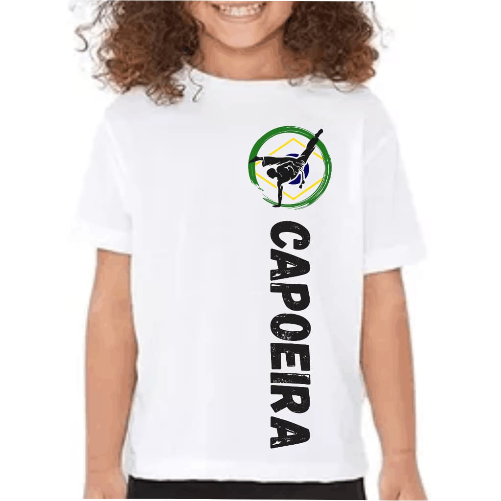 camiseta camisa capoeira infantil criança malha fria