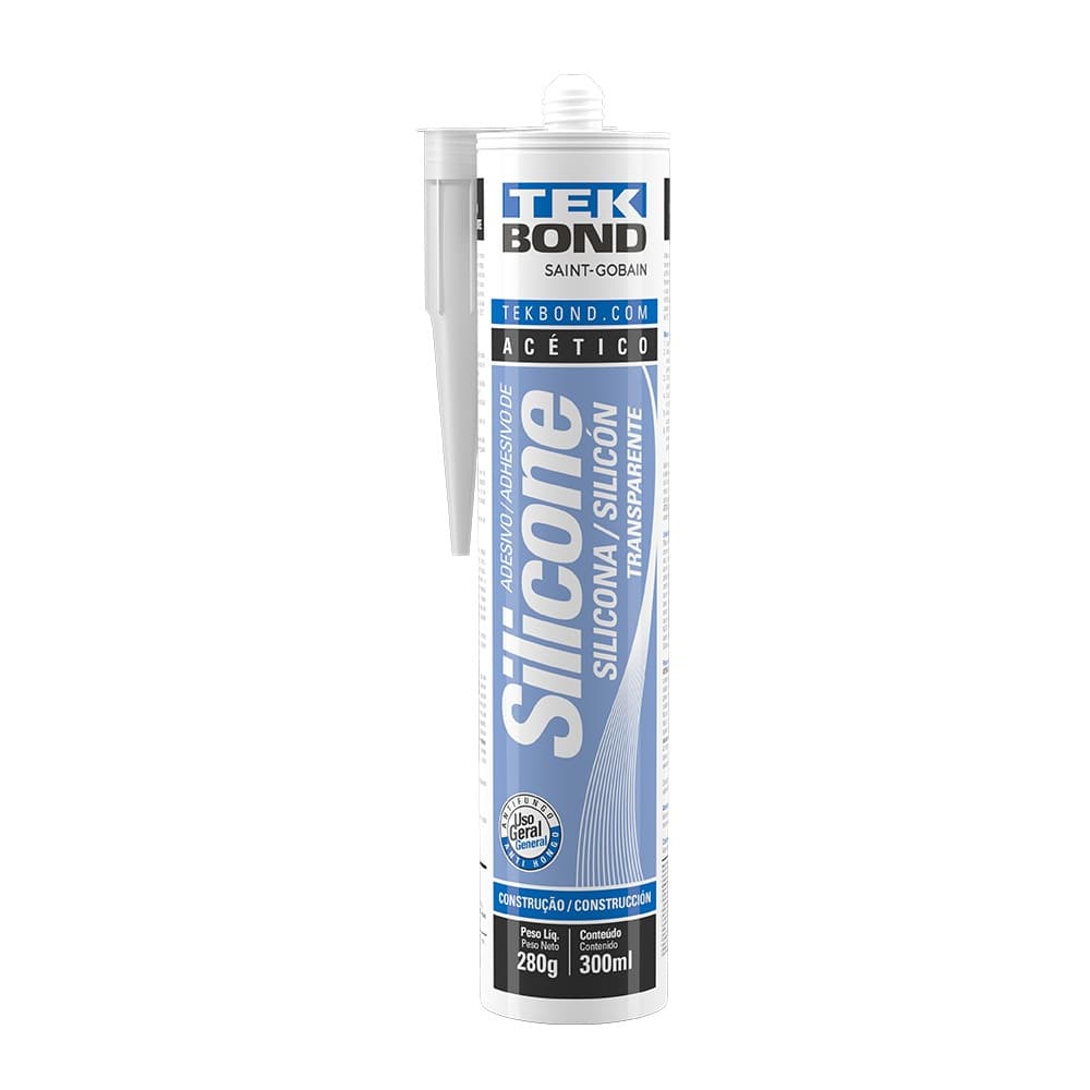 Silicone Acético Transparente Cola Uso Geral 280g Tekbond