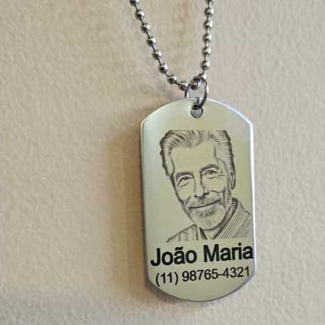 Tag/Colar de Identificação para Autistas, Idosos, Alzheimer, Cuidados Especiais - Personalizado - Gravado a Laser