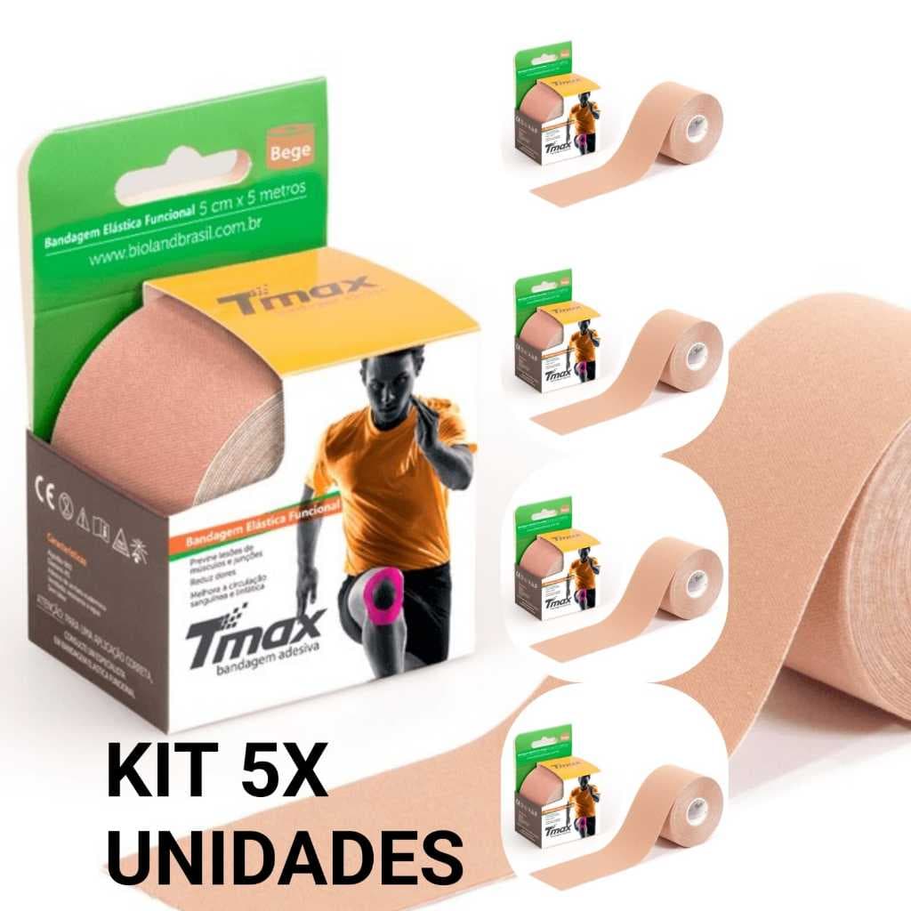 Kit 5X Unidades Bandagens elásticas tmax Original  kinesio taping