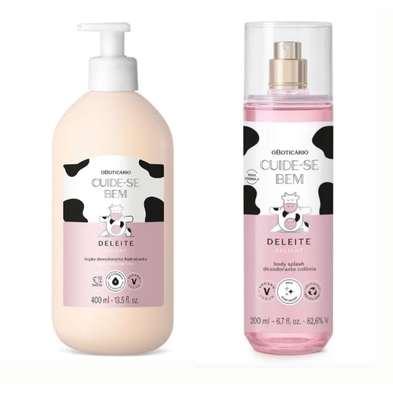 Presente  Cuide-se Bem Deleite tradicional ou caramelizado : Loção Corporal 400ml + Body Splash 200ml