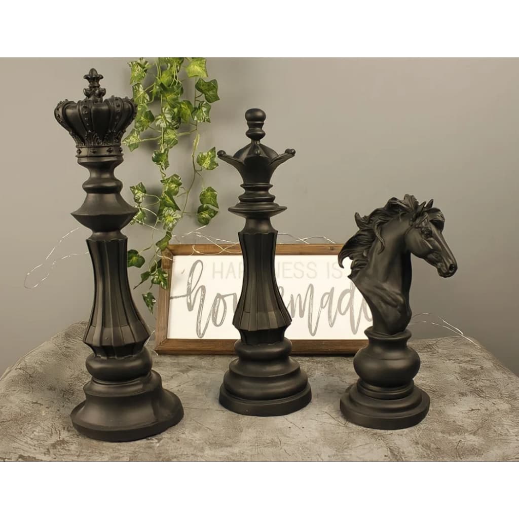 Kit Peças Xadrez Enfeite Rei Rainha E Cavalo Decorativo