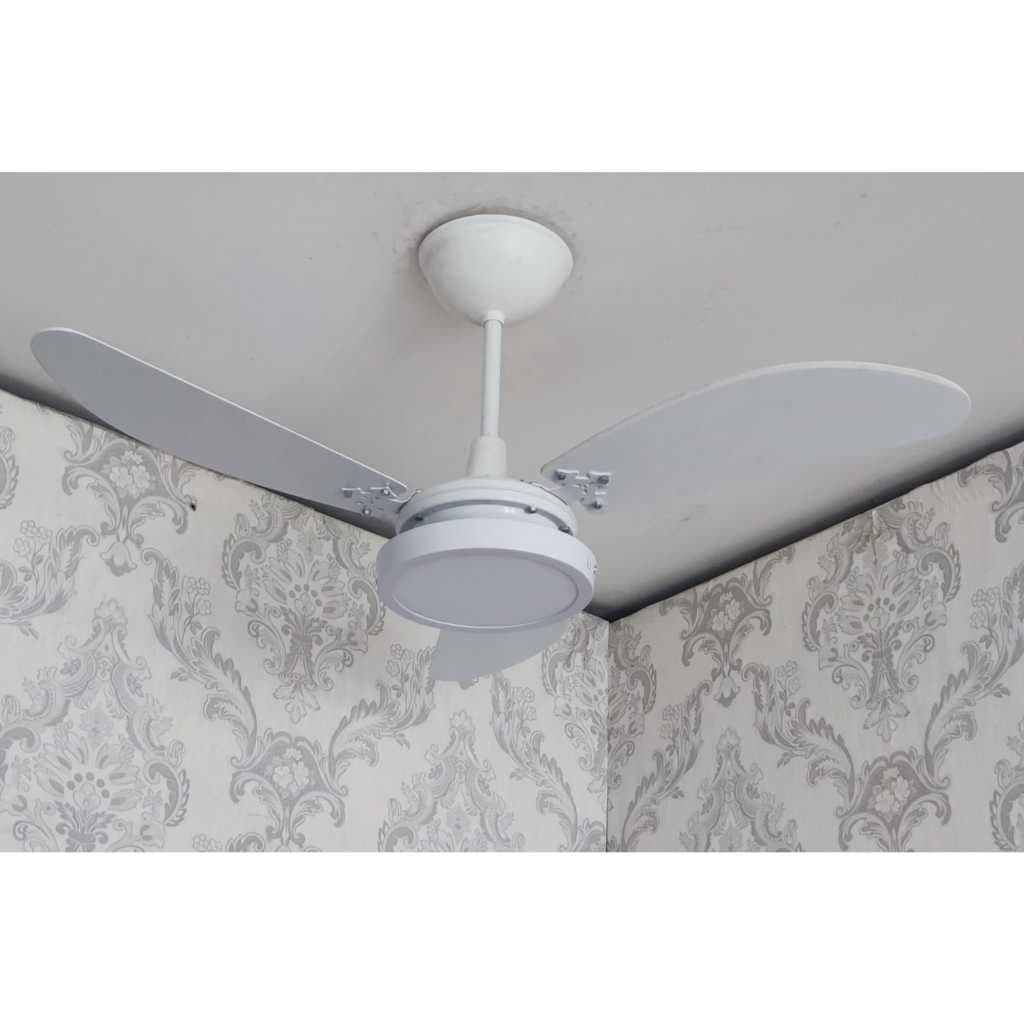 Ventilador de teto Venti-Delta New Light Com Pás De MDF Branca, 93cm de diâmetro + Luminaria Plafon Led18w 127v ou 220v