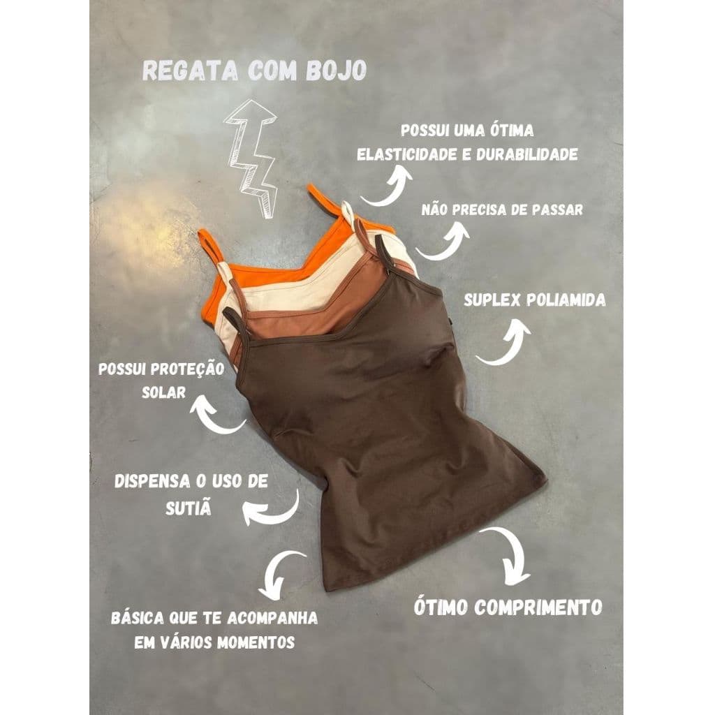 Regata Feminina Alcinha Bojo Suplex Basica Regatinha Basica