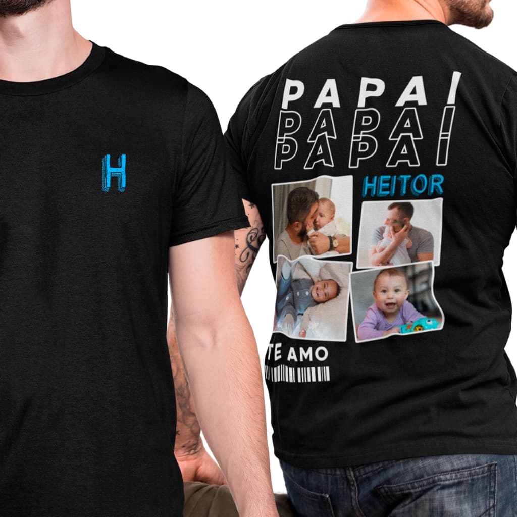 Camisa personaliza dia dos pais com FOTO FRENTE E COSTAS ENVIE FOTOS NO CHAT