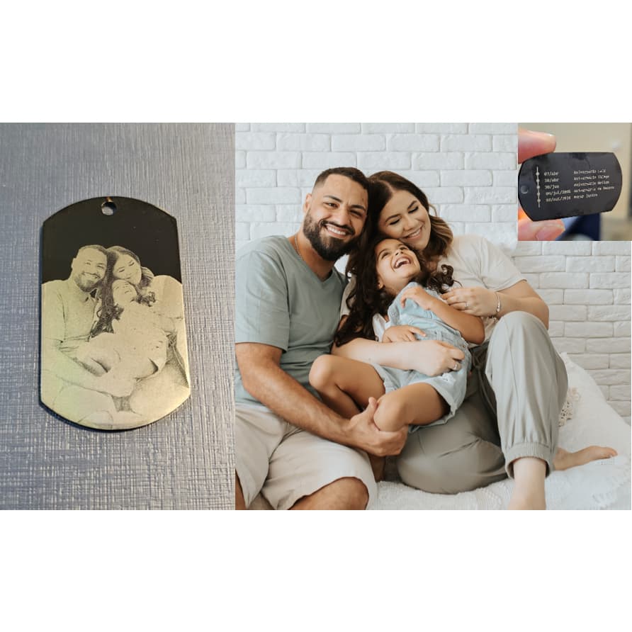 Chaveiro de Aço Inoxidável com gravação de Foto e Texto a Laser  - Pronta Entrega no Brasil