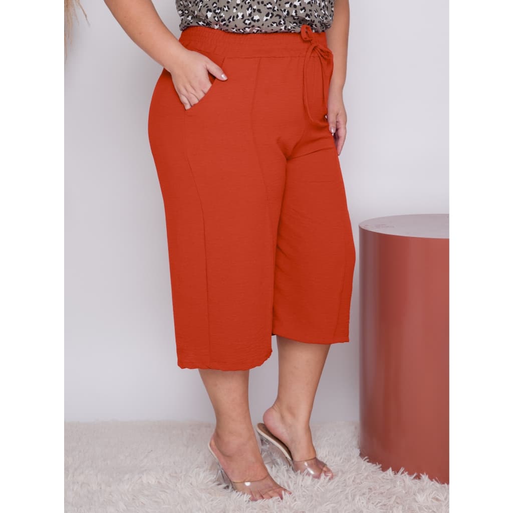 PANTACOUR PLUS SIZE feminino liso tecido duna ate a canela [001]