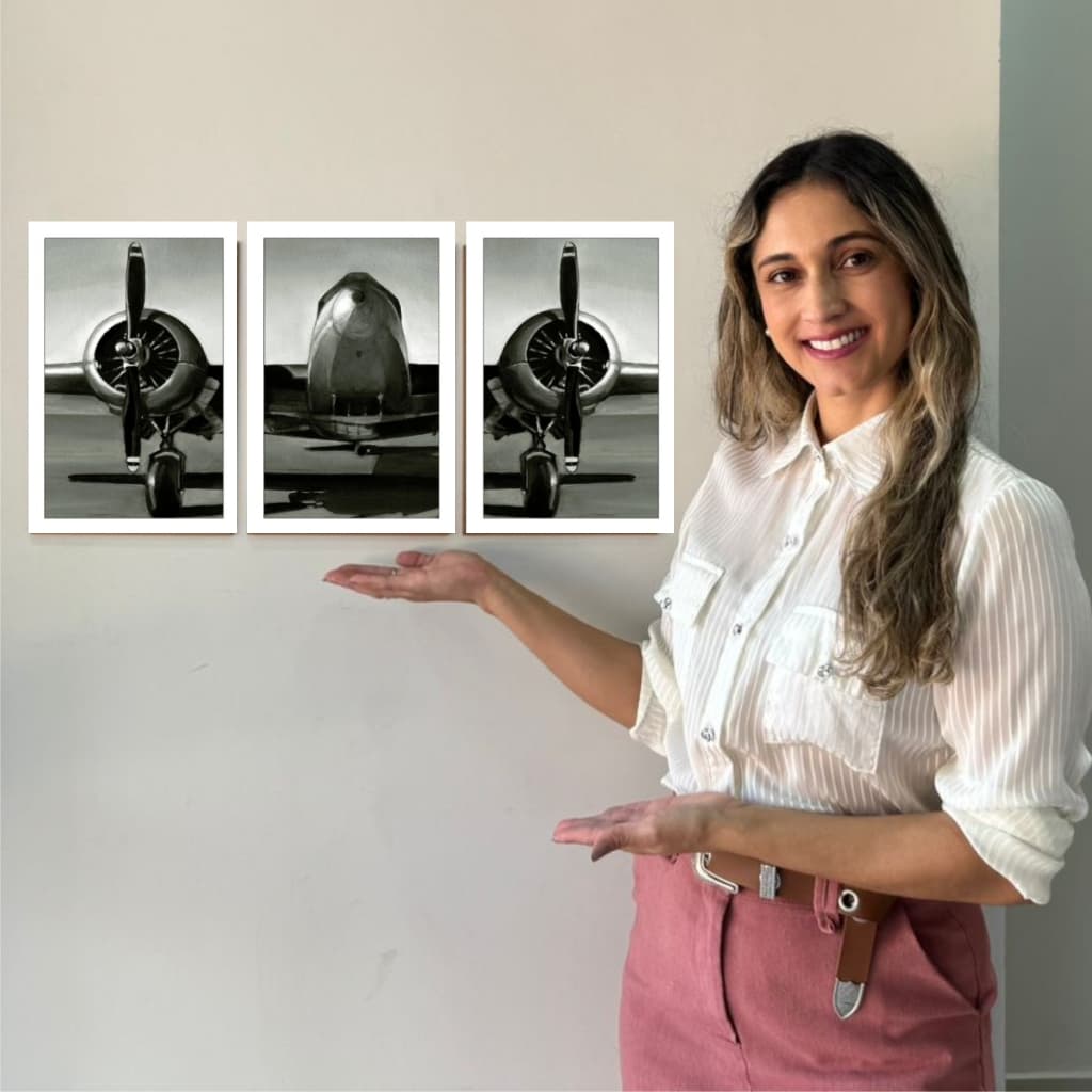 quadro decorativo - avião - moda industrial - modelo antigo