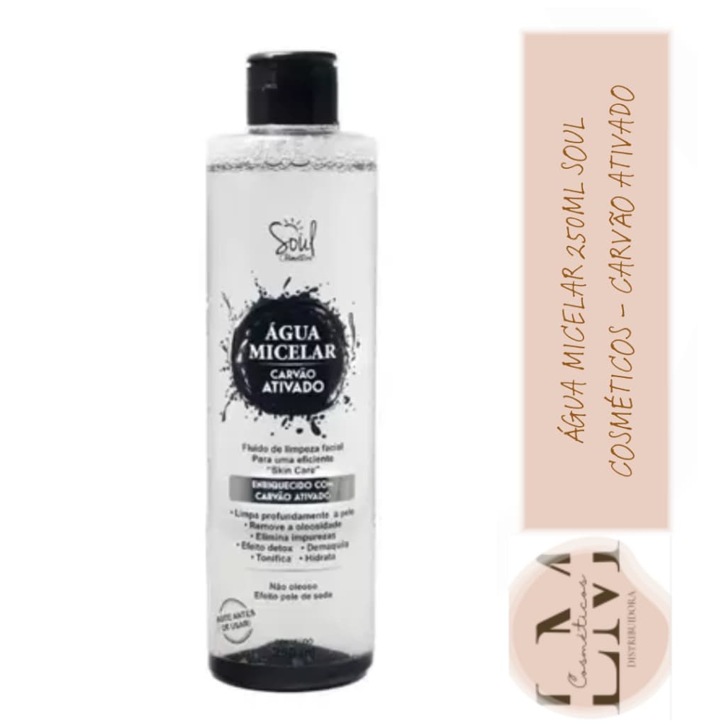 Água Micelar 250ml Soul Cosméticos - Carvão Ativado