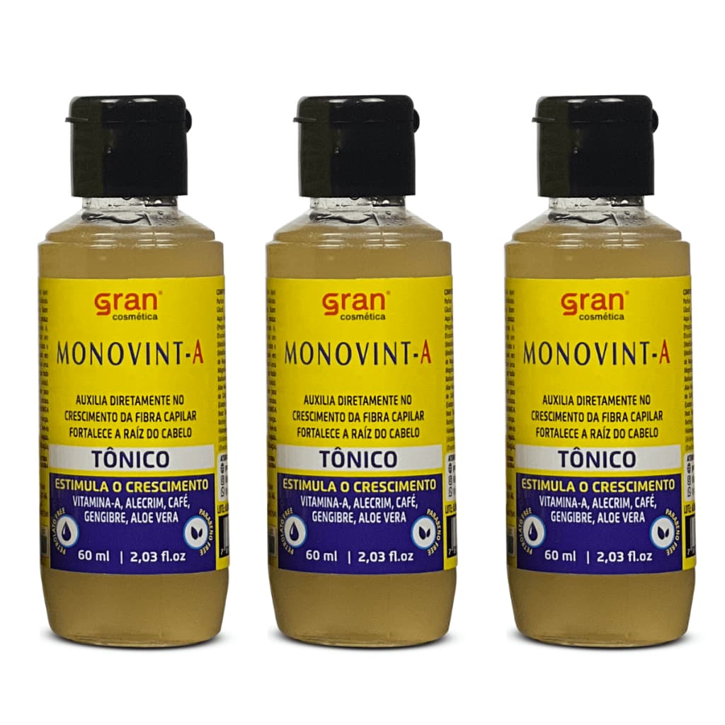 Kit 3 Tônicos Monovint A Fortalecimento Intensivo e Crescimento dos Cabelos