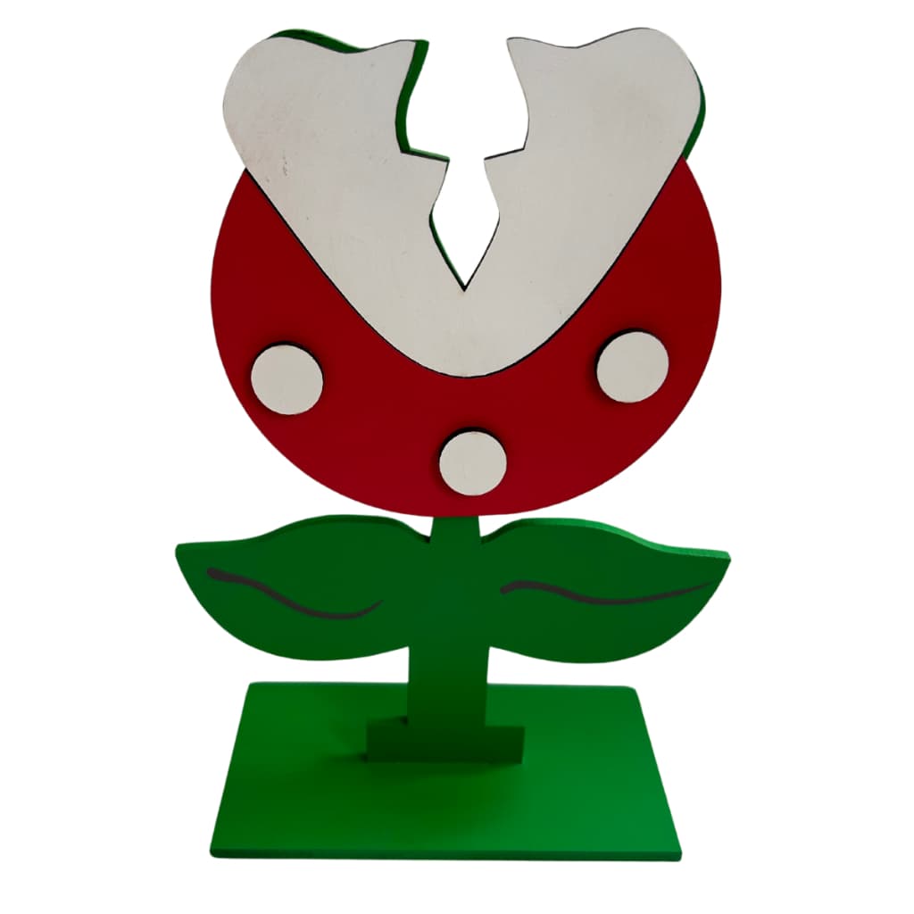Planta Carnívora Mario Bros em MDF Display Enfeite de Mesa para Aniversário