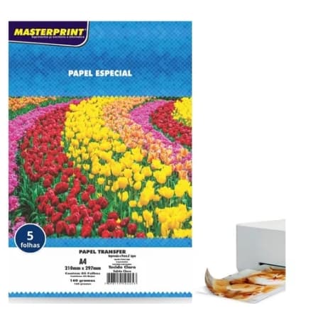 Papel Transfer Para Tecido Claro A4 Masterprint 160g 5 Fls