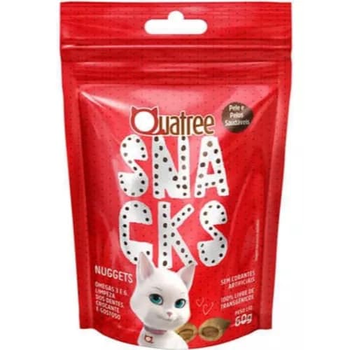 Snack Quatree Nuggets Pele E Pelos Saudáveis Para Gatos 60g