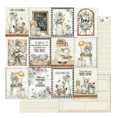 folha Scrapbook Dupla Face Litoarte 30,5 x 30,5 cm - Modelo SD-1182
