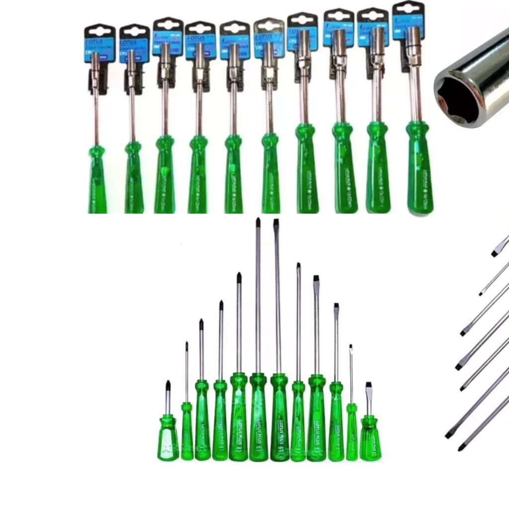 Jogo Chave Fenda E Phillips 12pcs + Jogo Chave Canhão 10pcs - Kit Ferramentas Lotus