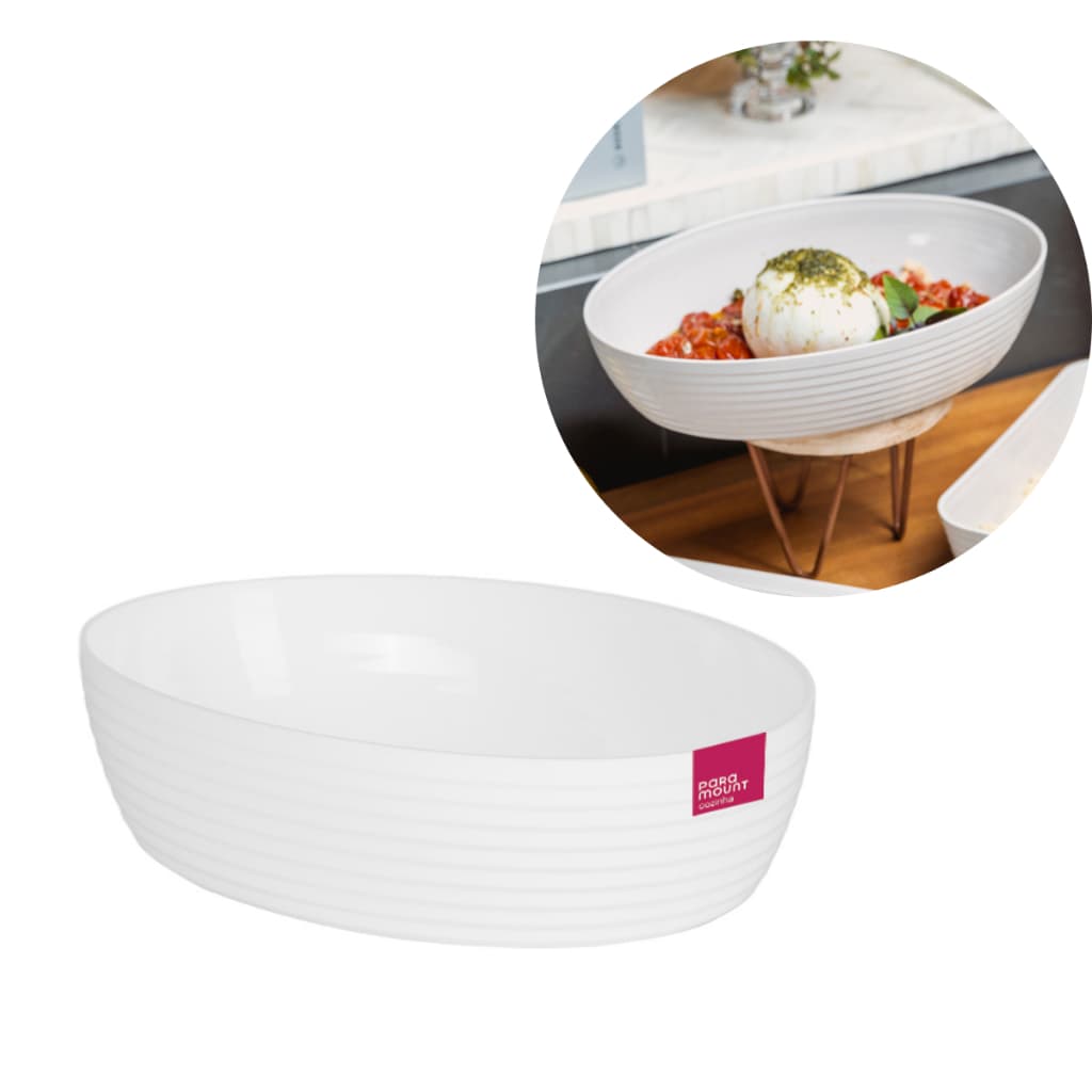Travessa Oval Com Friso LE CHEF 28x19,5x6 Cm Branca 1828  PARAMOUNT