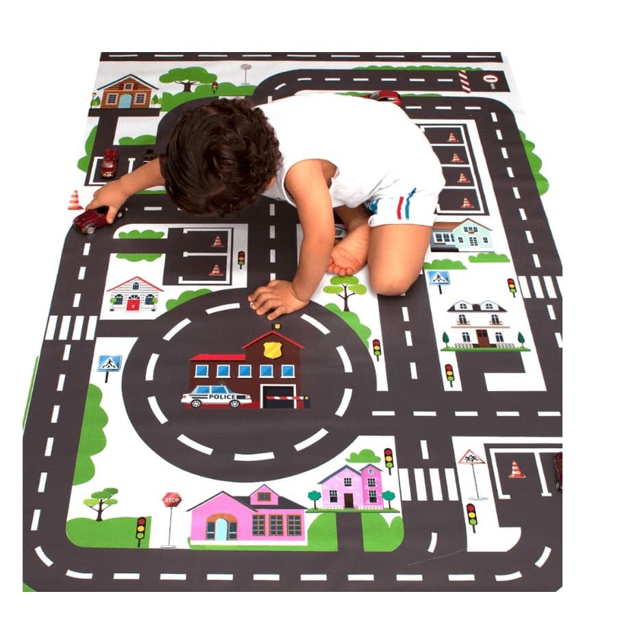 Tapete Pista de Corrida em Lona Carrinho Infantil Criança 100x65