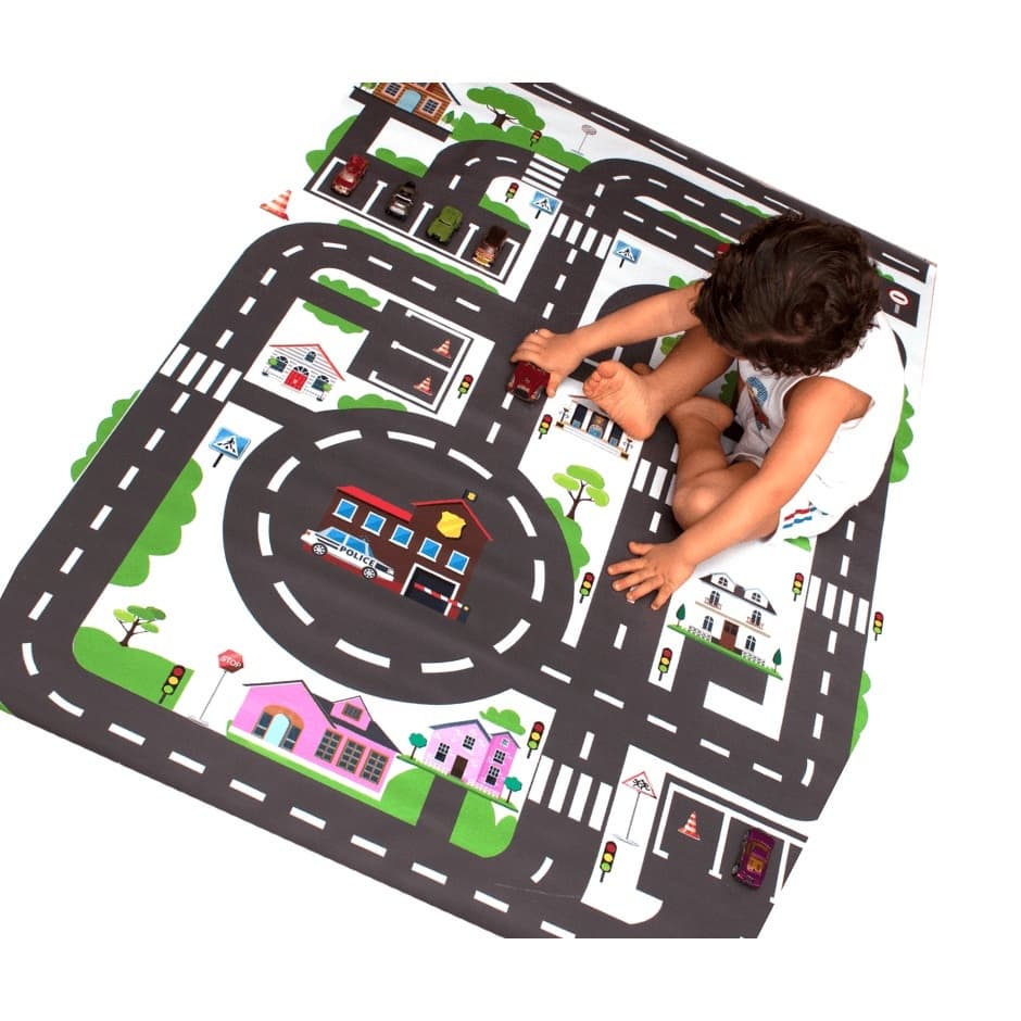 Pista de Corrida Tapete Cidade Brinquedo Infantil em Lona 150x100