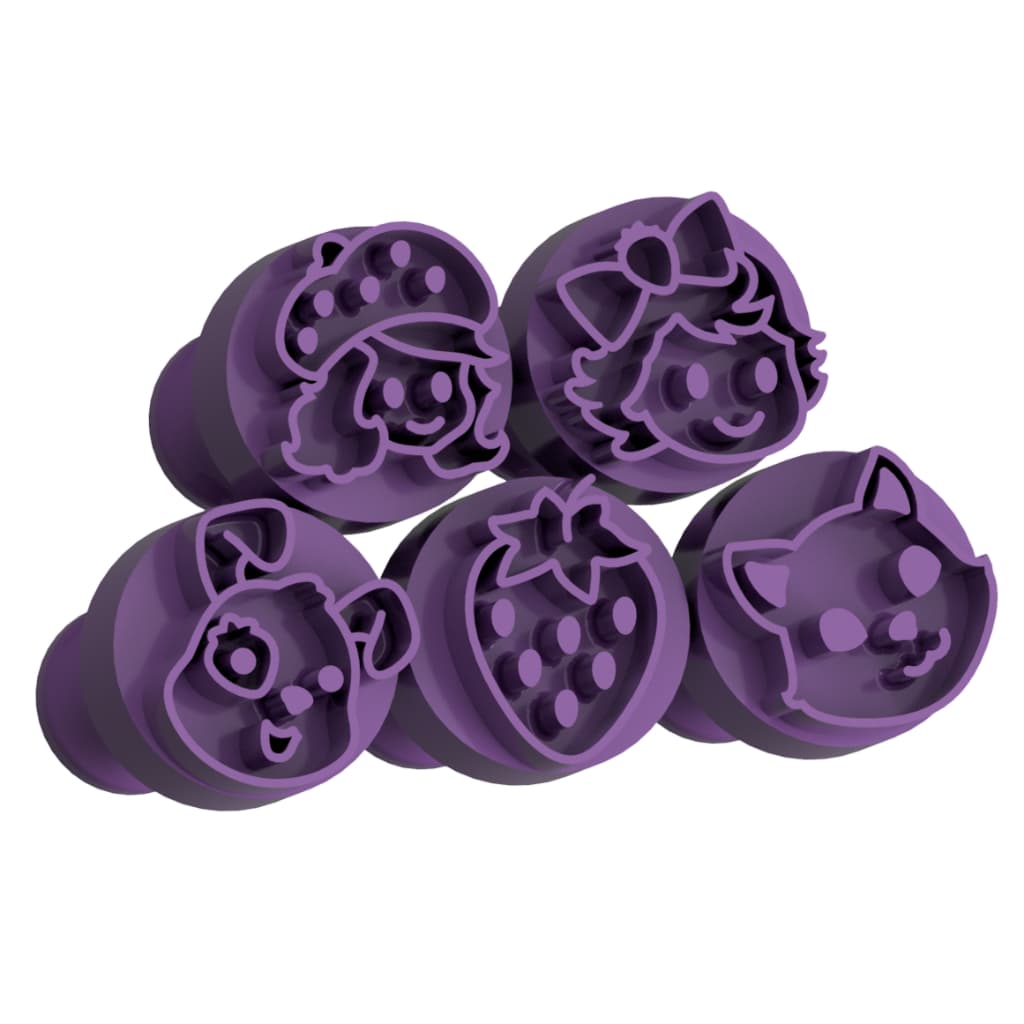Carimbo para Brigadeiro e Doces - Menina Morango - Kit com 5 unidades