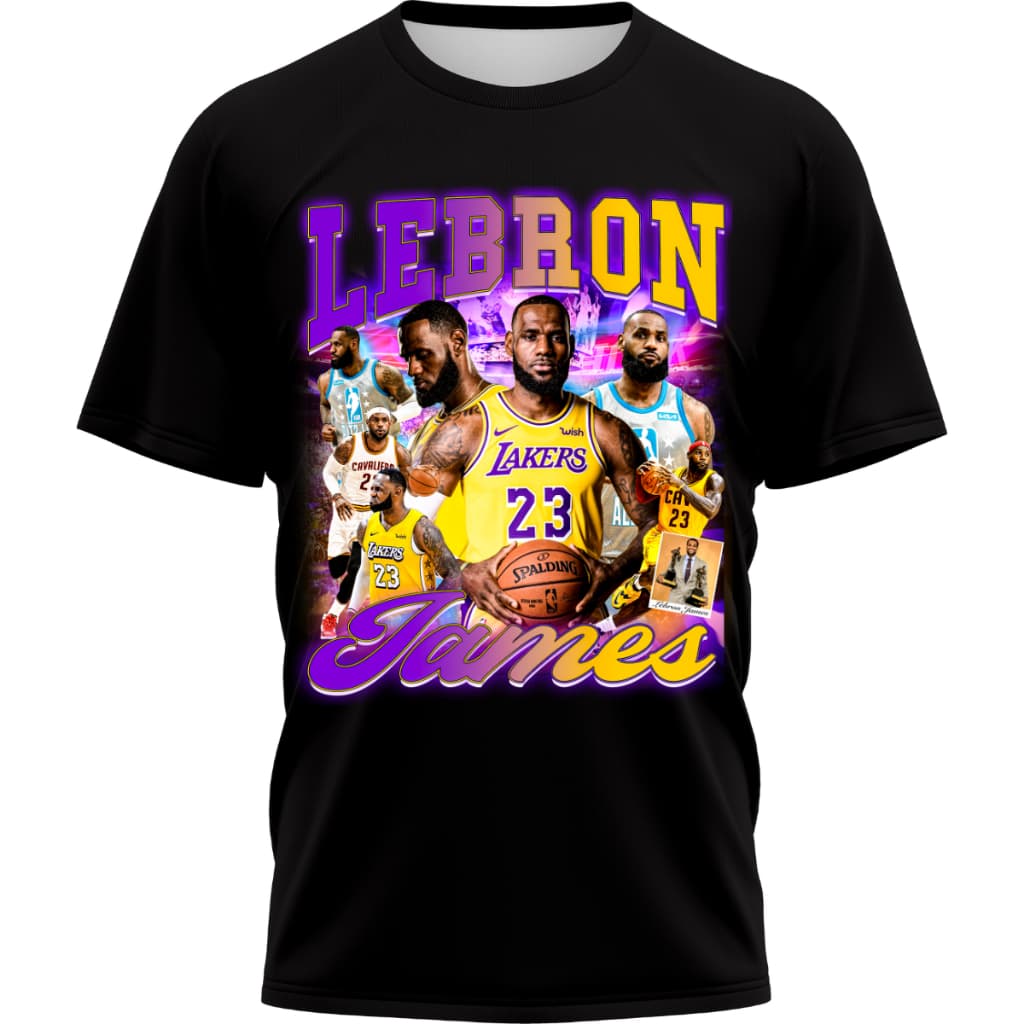 Camisa Camiseta Masculina Feminina Manga Curta Lebron James Basquete Estampada 100% Algodão