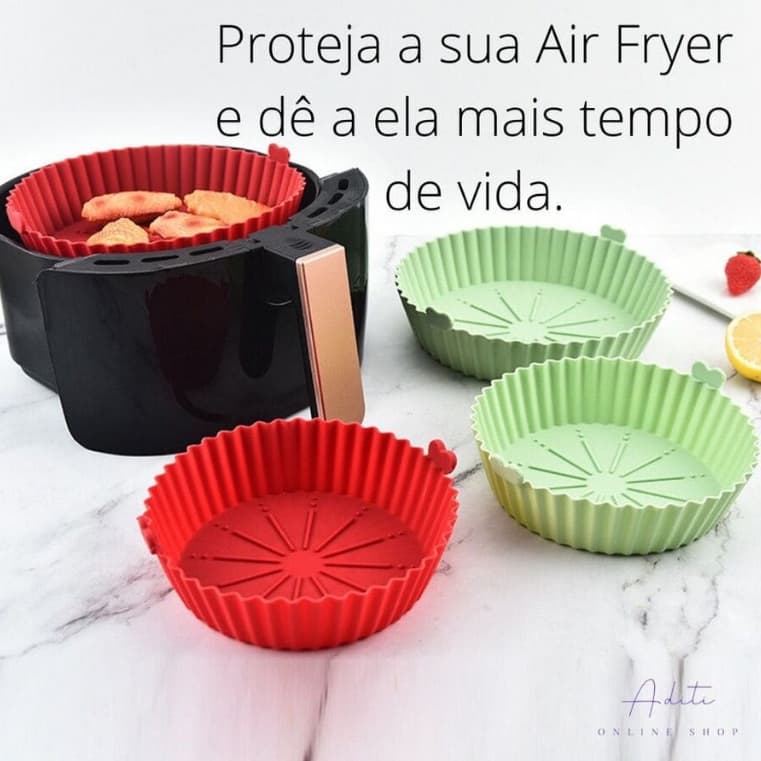 Forma Air Fryer Silicone Reutilizável Antiaderente Redonda Forma De Silicone