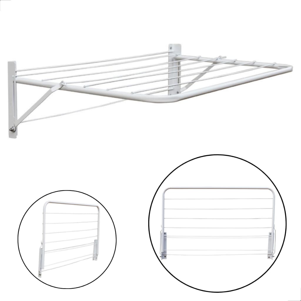Varal de Parede Retrátil em Aço 84 cm Capacidade 12kg com Kit Instalação