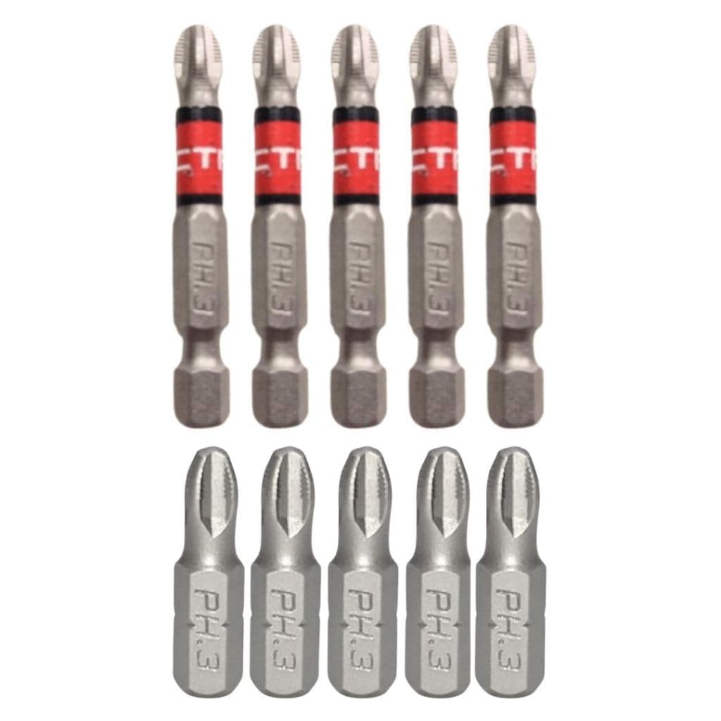 Ponta Bits PH3 25mm + Ph3 50mm Ponteira Magnética Philips Parafusadeira Kit 10 Peças
