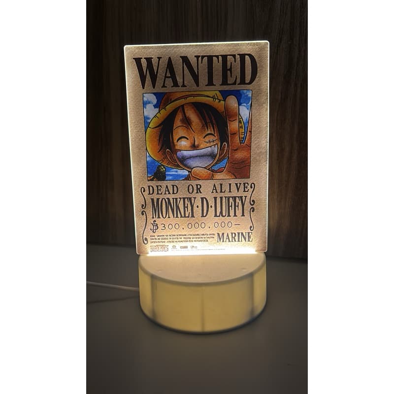 Luminária One Piece Luffy Acrílico LED – Decoração Anime Presente Geek Criativo Quarto Nerd Otaku
