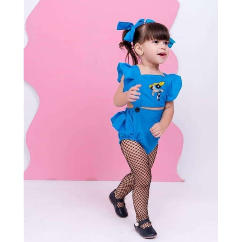 Romper jardineira Super Poderosa Lindinha mêsversário