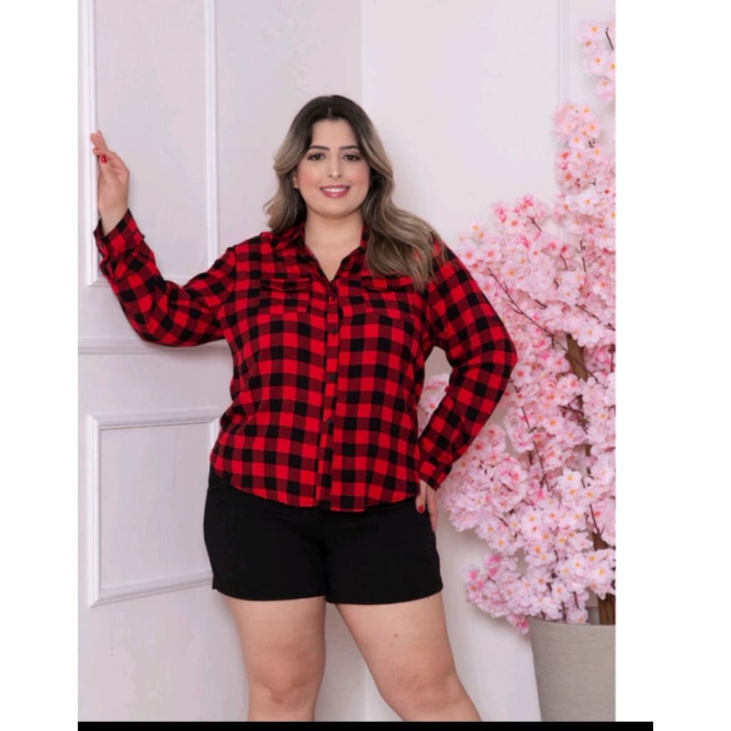 Camisa xadrez plus size feminina YJ803