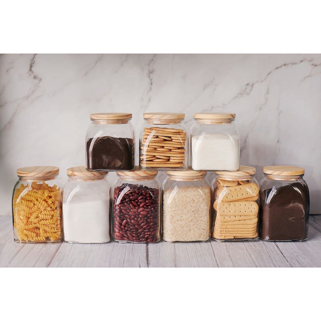 Potes de Vidro Herméticos 720ml 1000ml 1400ml Tampa de Bambu Porta Mantimentos