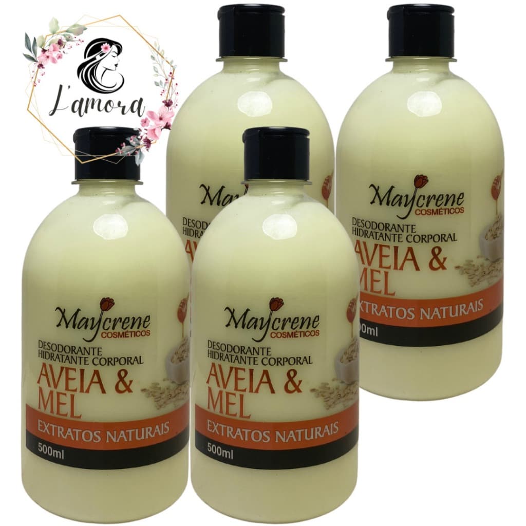 kit 4 creme corporal aveia e mel 500ml maycrene