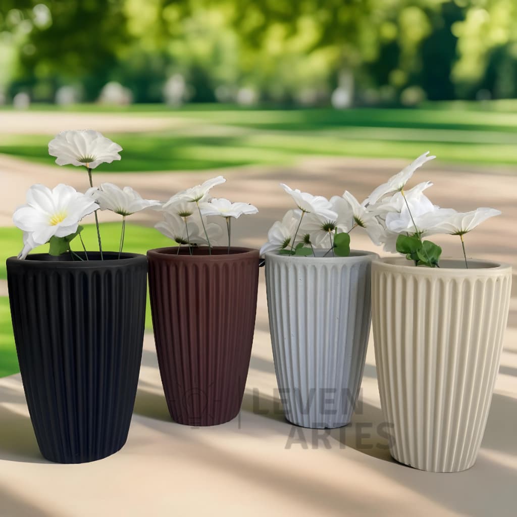 Kit 2 Vasos Decorativo Planta Coluna Romana 3D Polietileno N1 e N2 Luxuoso Resistente Leven Artes
