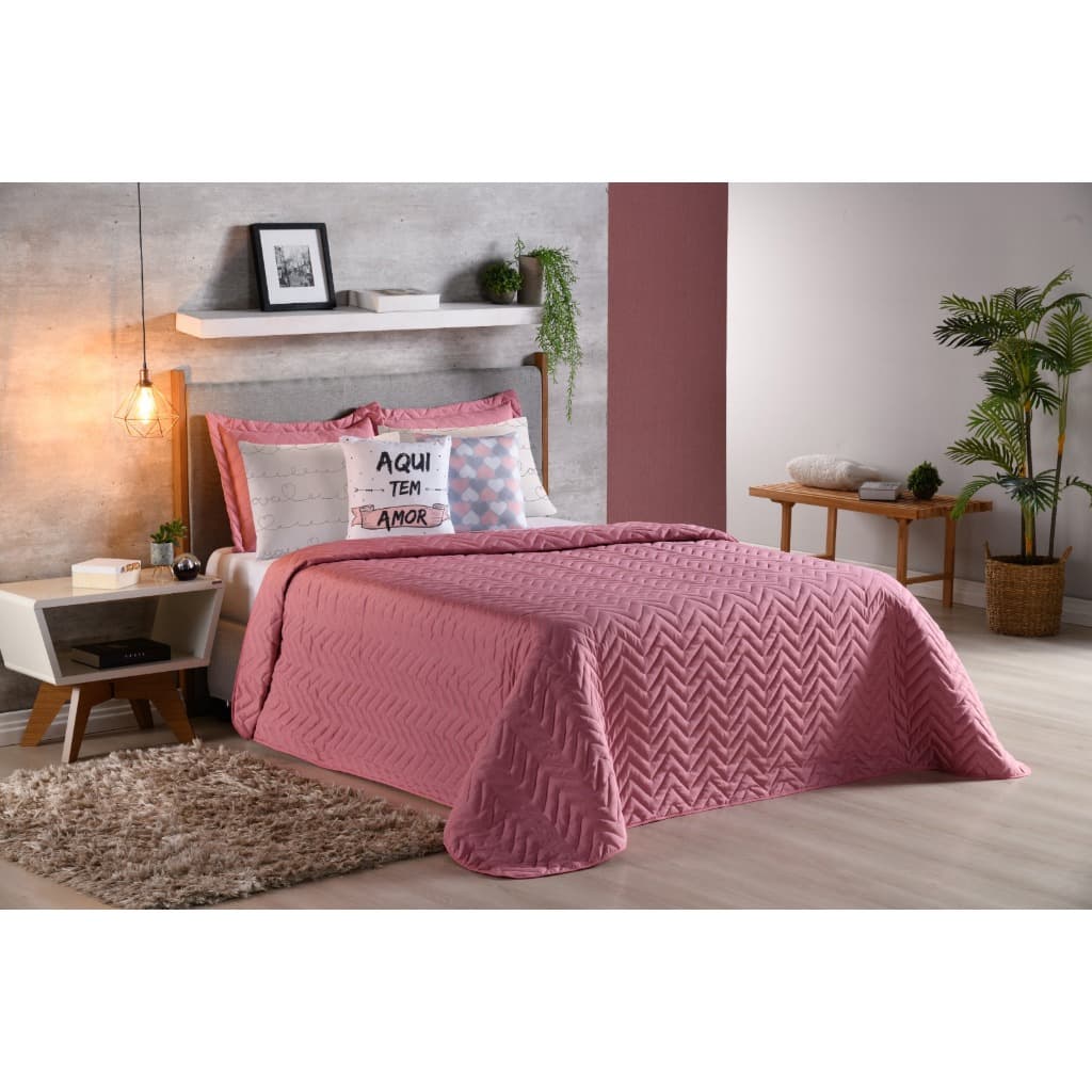 Kit Luxo Real Cama Posta 01 Cobre Leito 02 Porta Travesseiro 02 Fronhas 02 Capas Almofadas Decorativos Aqui Tem Amor