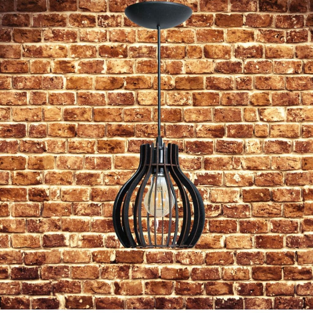 Luminária Pendente De Teto Grande De Madeira Sala Cozinha Varanda Cor Preto