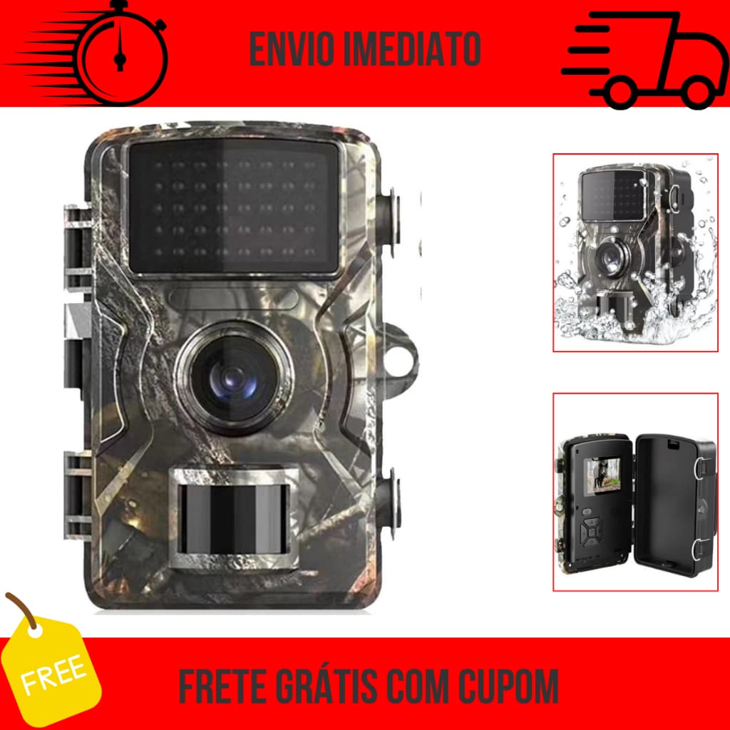 Câmera Camuflada de Trilha Sensor Caça Visão Noturna Pronta Entrega