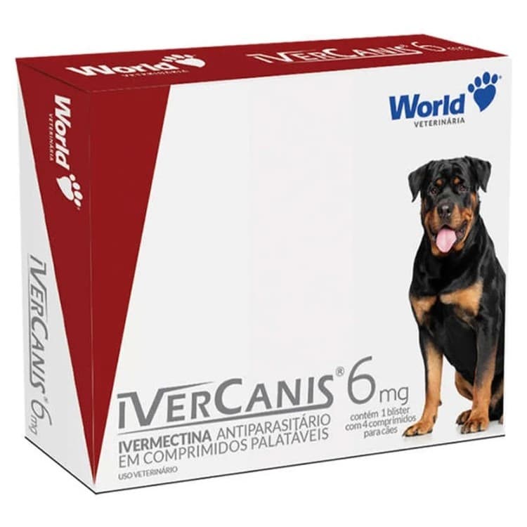 Remedio para carrapato, pulgas e sarna Ivercanis 6 mg C/4 Comprimidos
