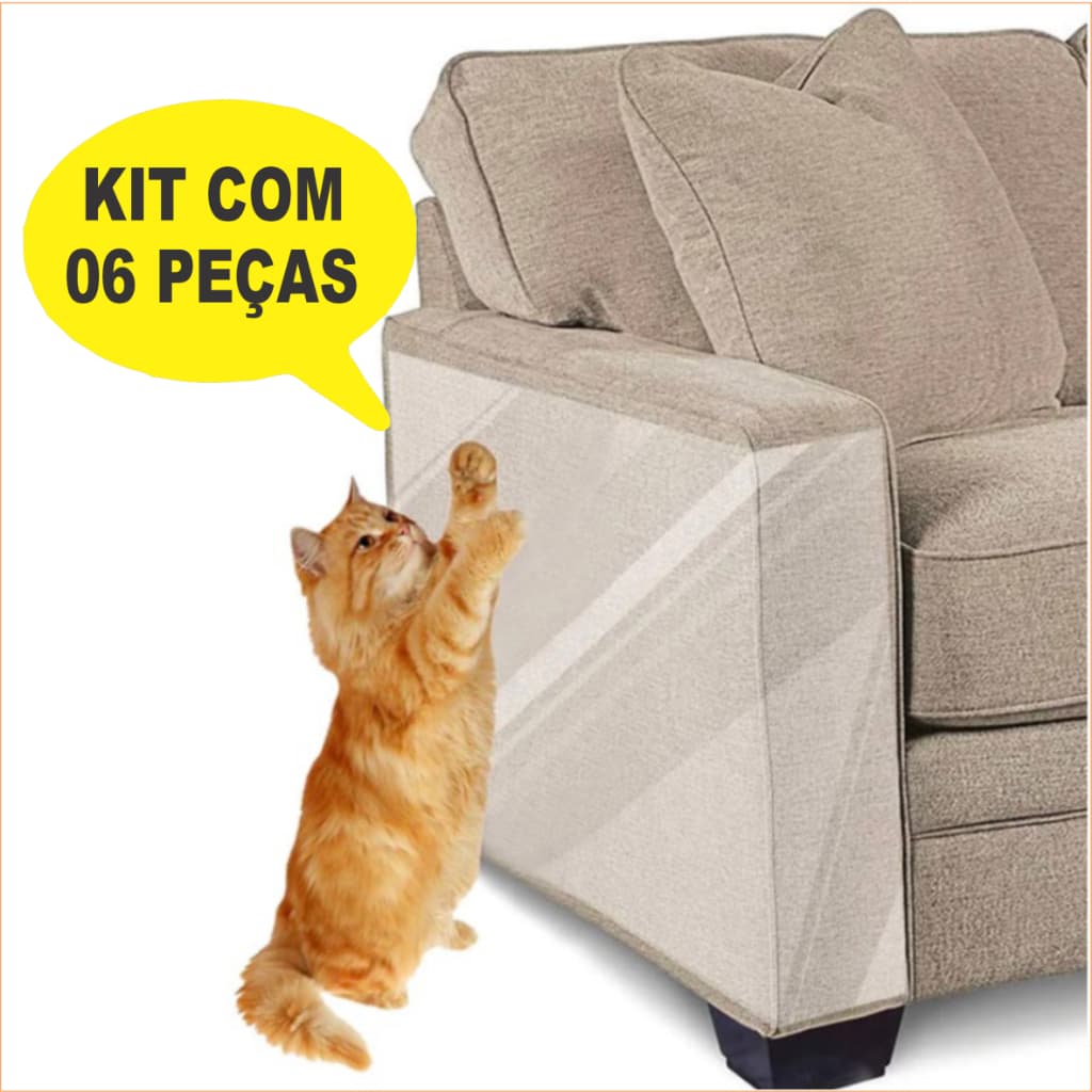 Filme anti arranhador KIT 6 Unidades / arranhão para cantos - protetor de arranhões transparente flexível gato gatos protege móveis Cama Sofá Cadeira - película anti risco - fita do gato