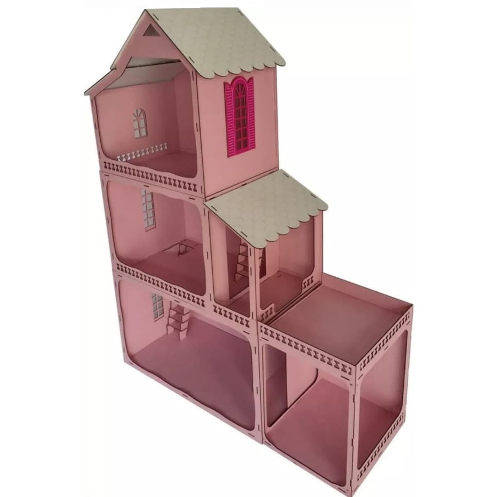 Casa Casinha de Boneca Barb Cor Rosa 112cm MDF - SEM MÓVEIS