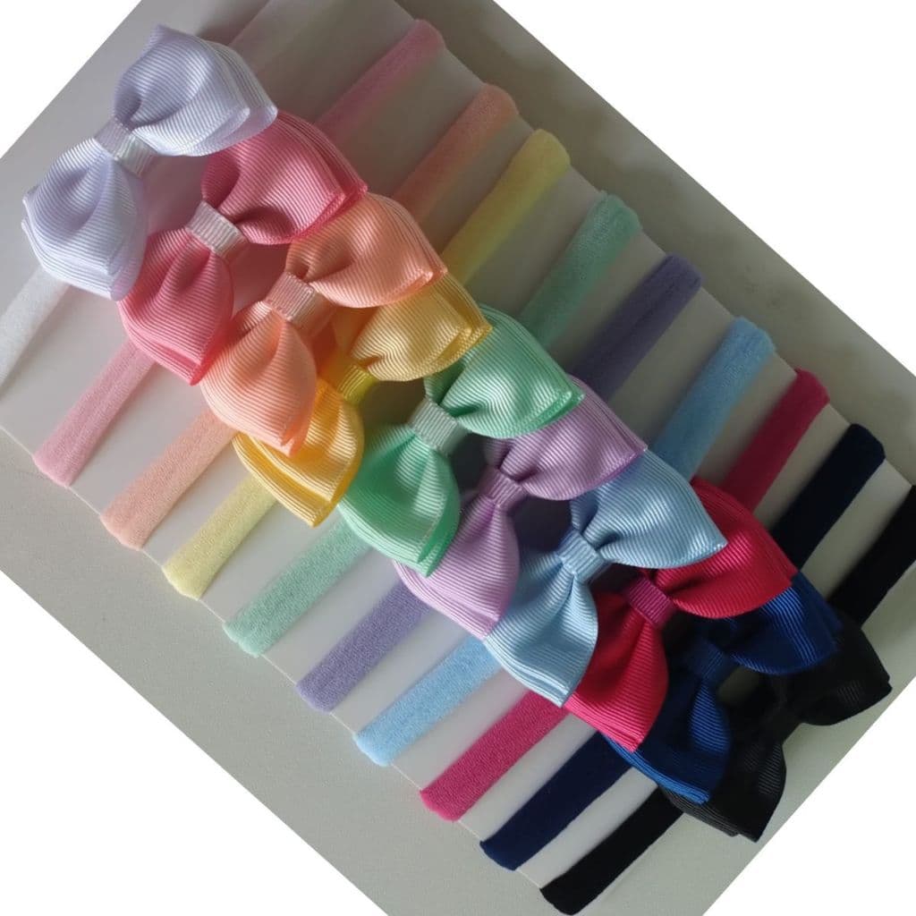 Kit 10 Laços Gravatinha Duplo Faixinha para Bebê na Meia de Seda