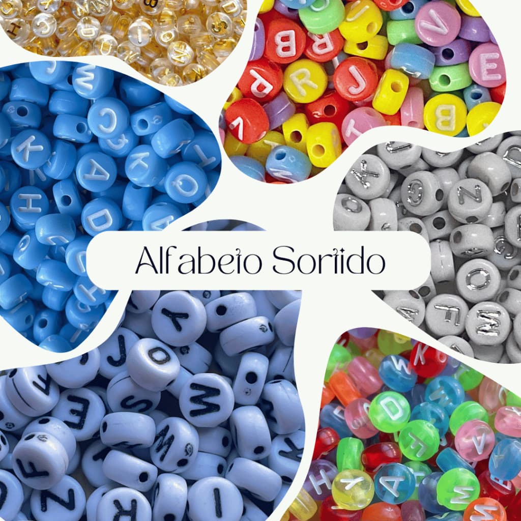 100 Miçangas Redondas Alfabeto Letras Mix - VARIOS MODELOS