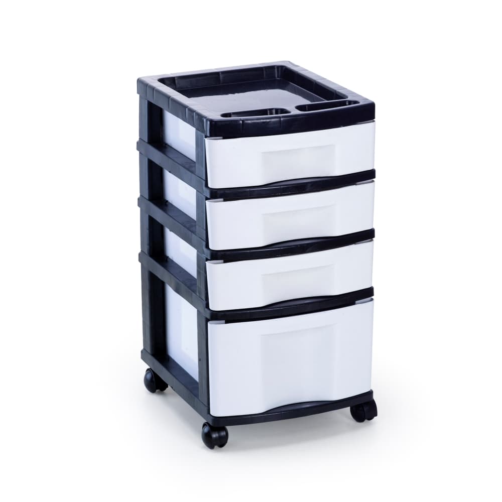 Gaveteiro Plástico Branco 4 Gavetas: 1 Grande 3 Pequenas Cod.571 AGRAPLAST