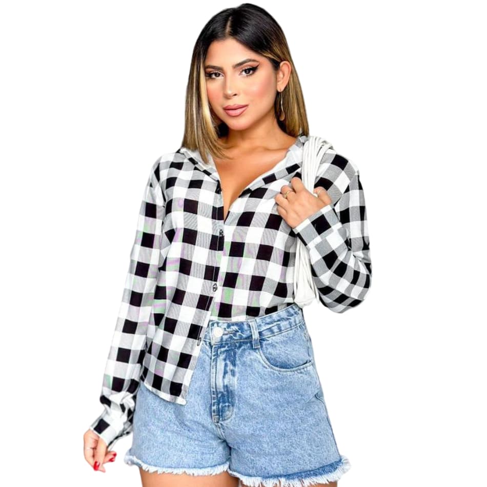 Camisa Social Feminina Xadrez Blusa Festa Junina Manga Longa Envio Rápido