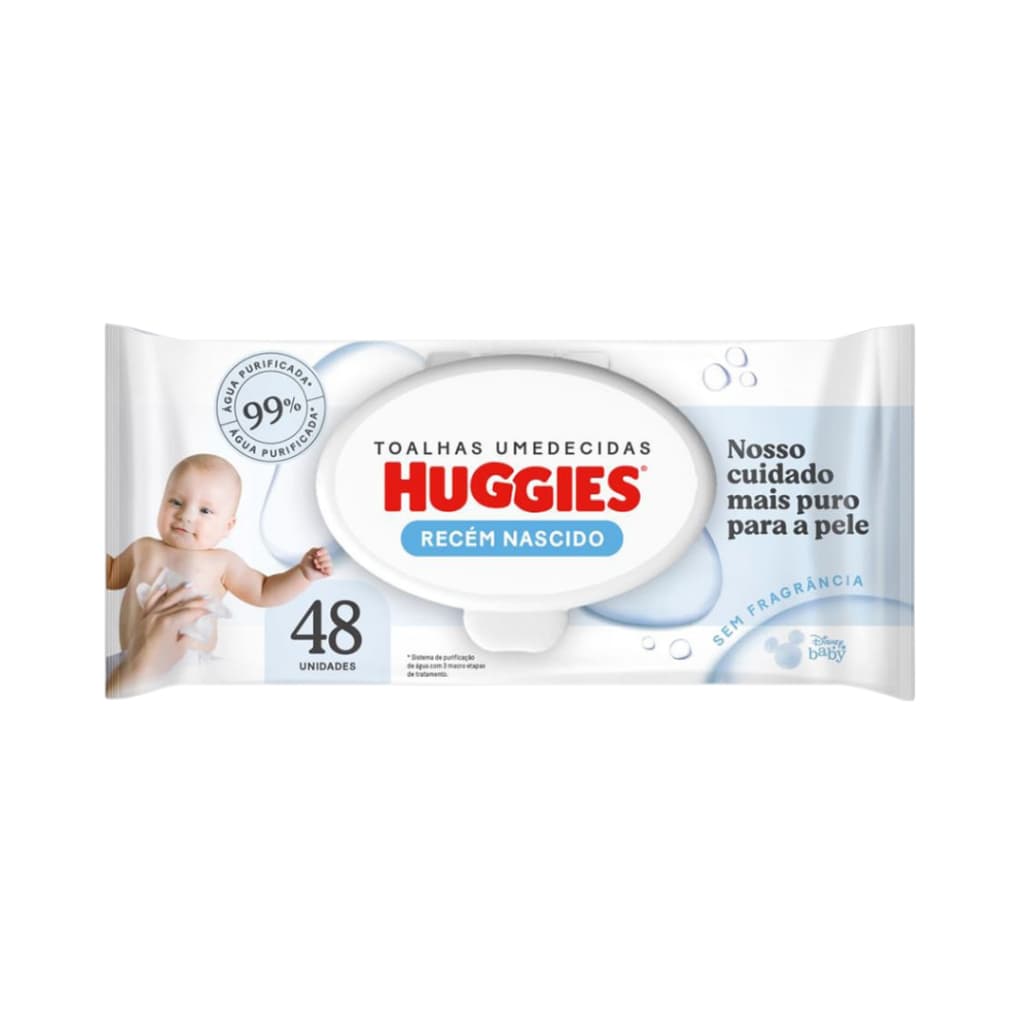 Lenço Umedecido Huggies Puro e Natural - 48 unidades