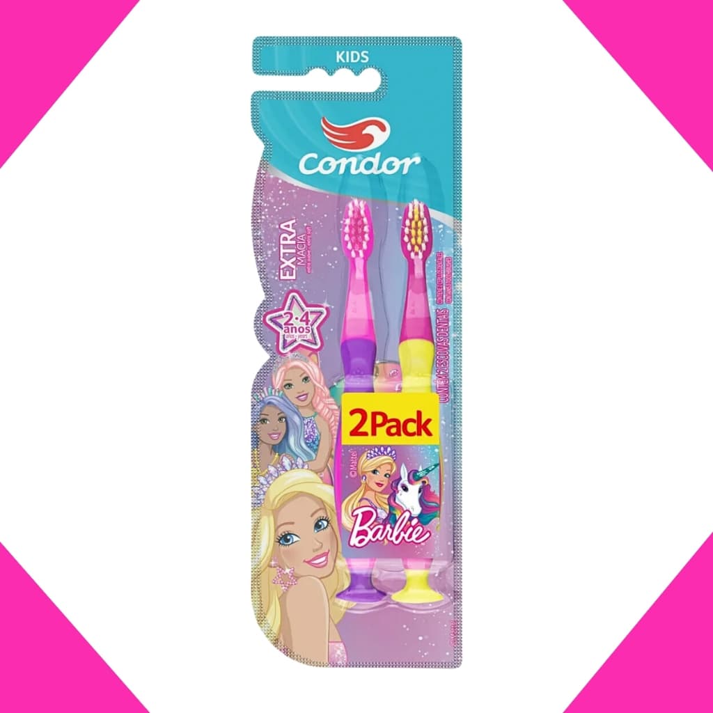 Escova Dental Kids Barbie 2-4 Anos Leve 2 Pague 1 - Condor