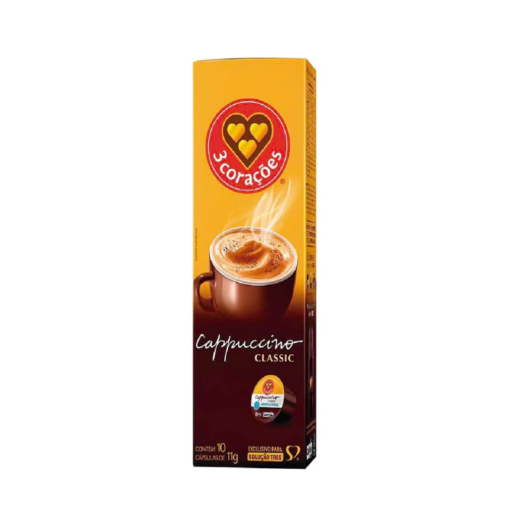 Café em Cápsulas 3 Corações Cappuccino Caixeta com 10x11g