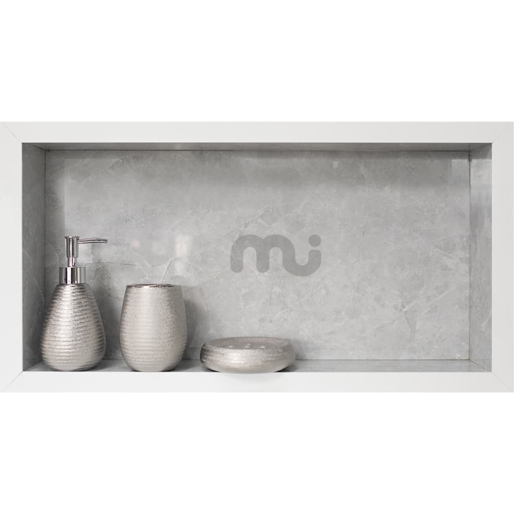 Nicho De Porcelanato Mesclado Cinza Borda Branca 50x30x7cm O Único Que Não Empoça Água No Fundo Premium