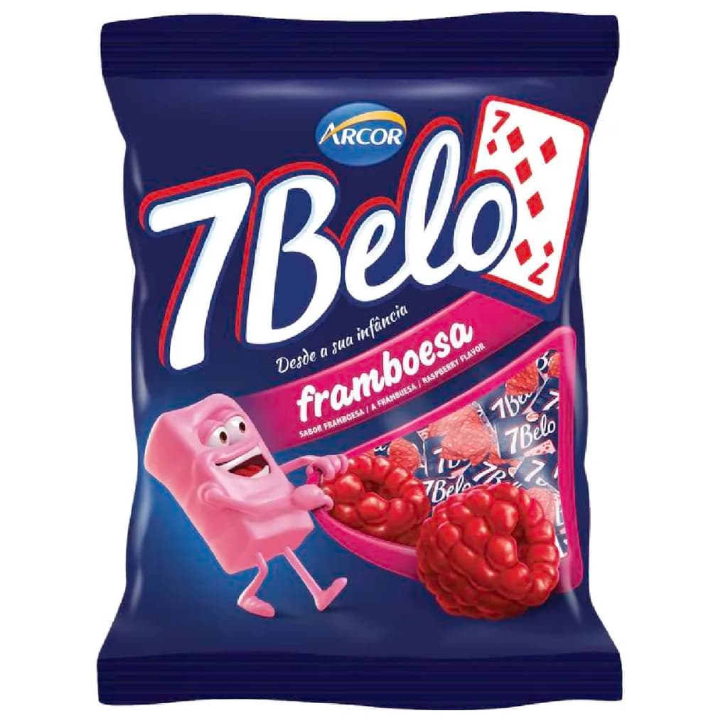Bala Arcor 7 Belo Framboesa Pacote com 500g