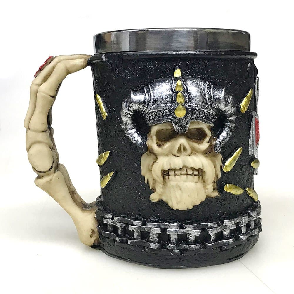 Caneca Viking 3d Inox Medieval ideal para bebidas geladas ou quentes 400ml
