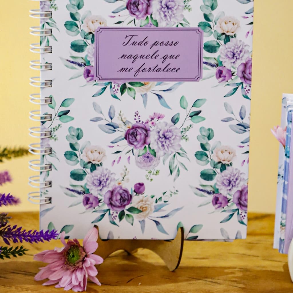 Caderno Floral  Personalizado A5 pautado Com ou sem Versiculos 200 paginas